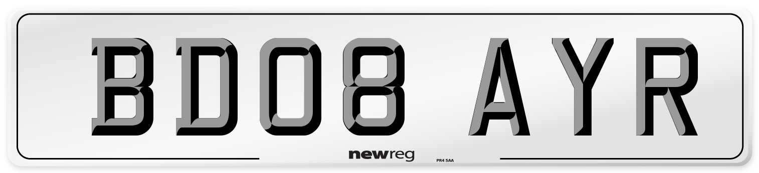 BD08 AYR Number Plate from New Reg